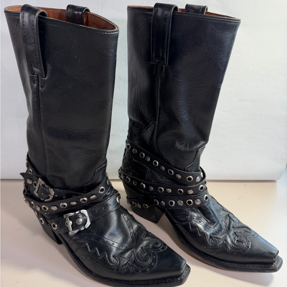 Vintage Code West Biker Style Cowboy Boots Black Women Size 9 - Picture 3 of 8